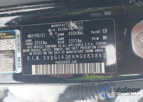 2022 Kia K5 Lxs z USA, uszkodzony, nr VIN 5XXG14J26NG083863